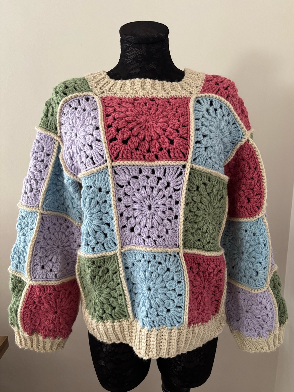 Handmade crochet patchwork sweater